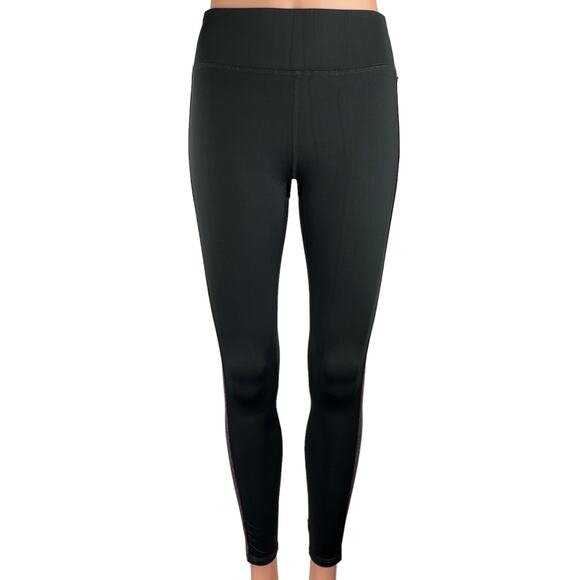 Terez Women's Black Mid Rise Side Strip Athletic Yoga Sports Ankle Leggings Sz S - Picture 1 of 4